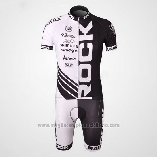 2010 Abbigliamento Ciclismo Rock Racing Nero e Bianco Manica Corta e Salopette